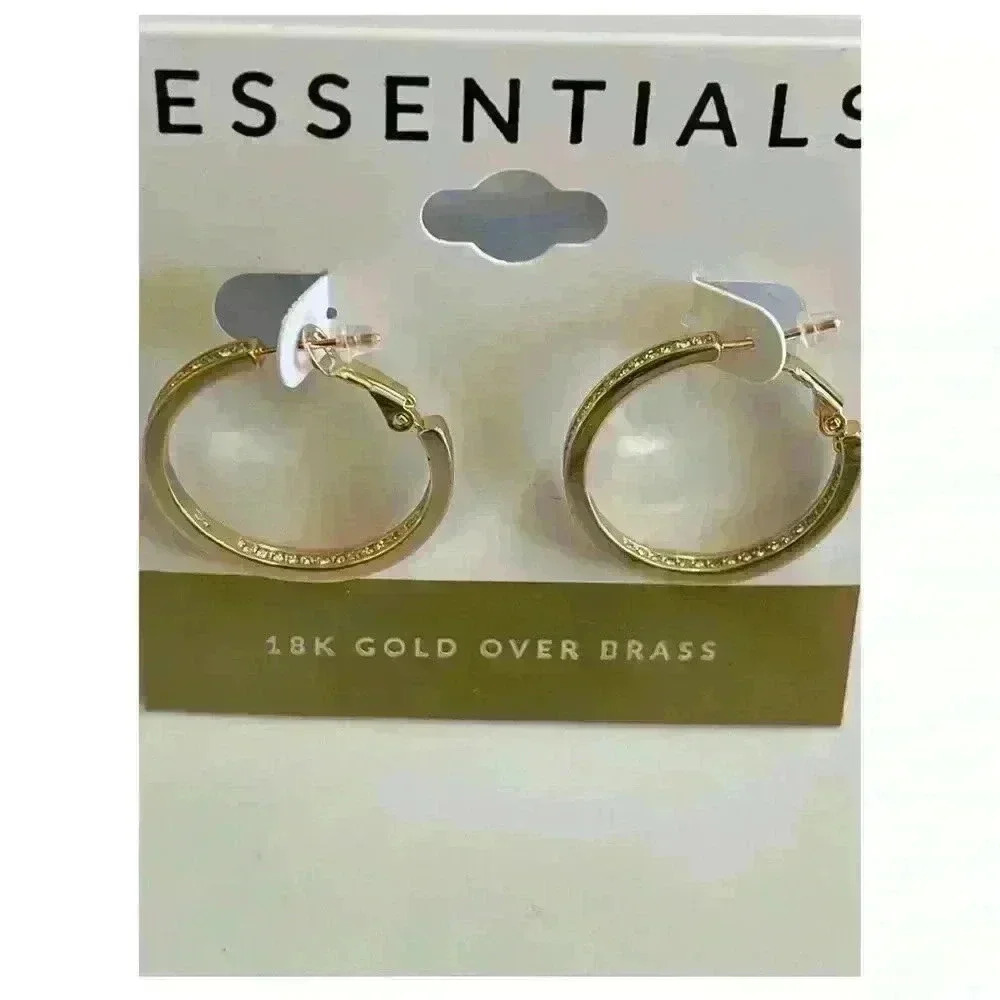 Médium Crystal Inside Out Medium Hoop In Gold Plate Earrings - Picture 6 of 10